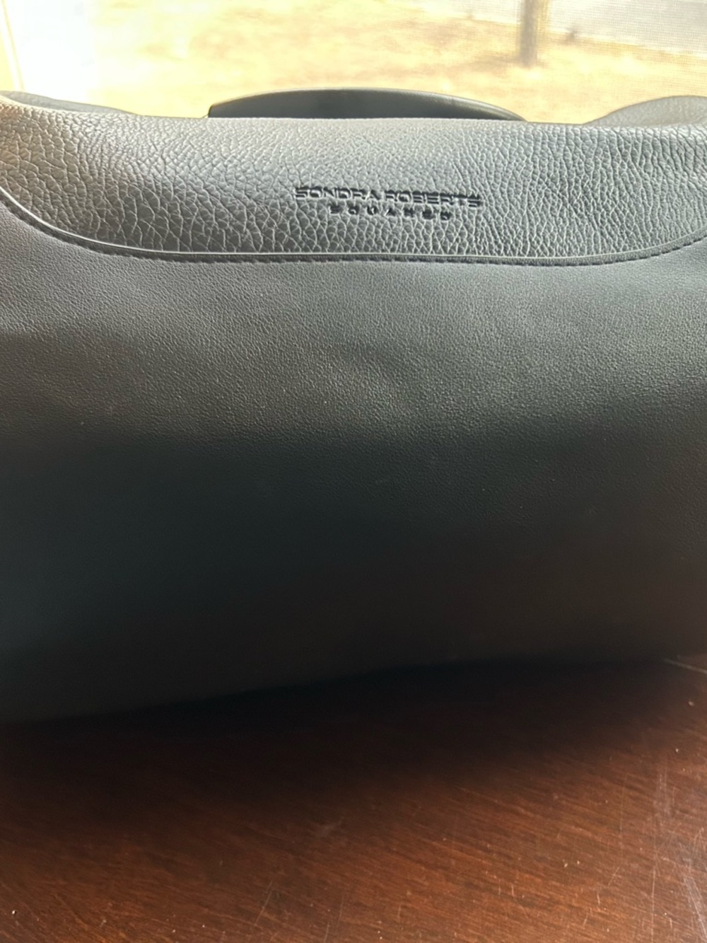 Sondra Roberts Squared Vegan Leather Black Bag with Silver hardware. - Picture 3 of 16